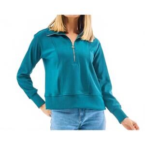NEW MARY SQUARE ophelia half zip top in aqua blue